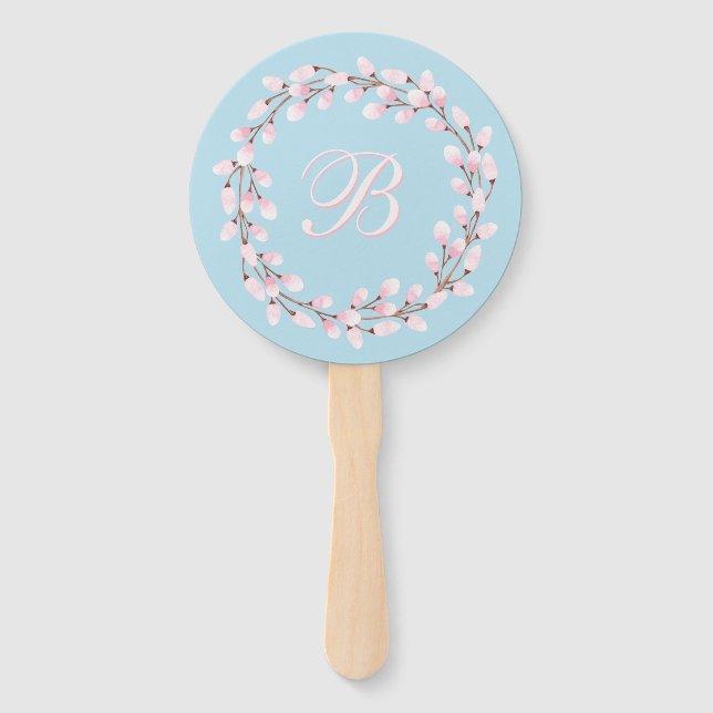 Magnolia Collection and Spun Sugar Blue Background Hand Fan (Front)