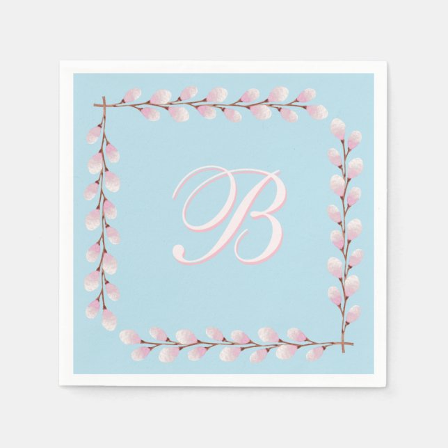 Magnolia Collection Spun Sugar Blue Background  Napkin (Front)