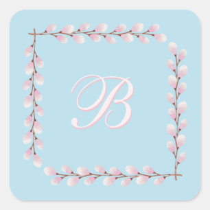 Magnolia Collection Spun Sugar Blue Background  Square Sticker