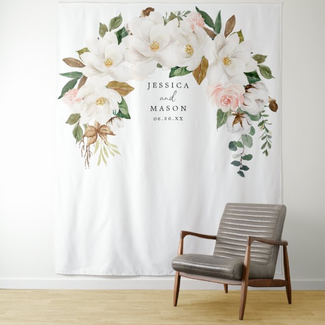 Magnolia Cotton Backdrop Photo Booth Tapestry (In Situ)