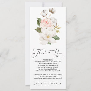 Magnolia Cotton Wedding Menu and Thank You Double Invitation