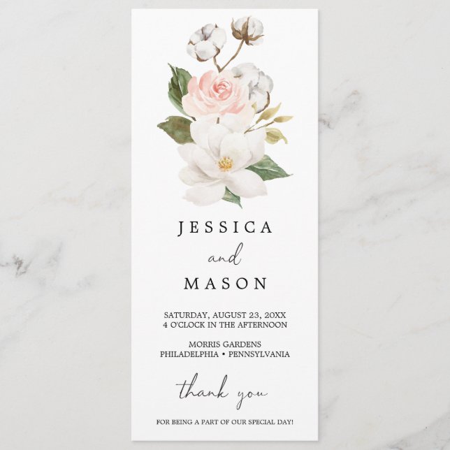 Magnolia Cotton Wedding Program (Front)