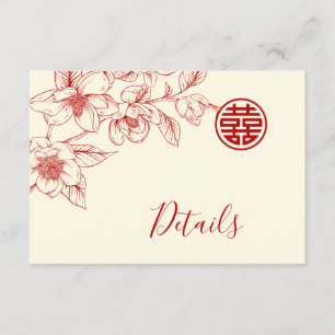 Magnolia Cream Chinese Wedding Details Enclosure Card