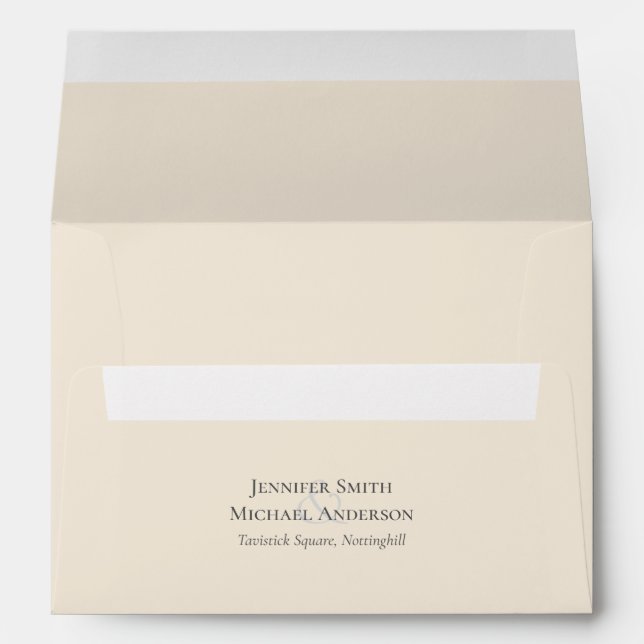 Magnolia Cream Modern Wedding Typography Envelope (Back (Bottom))