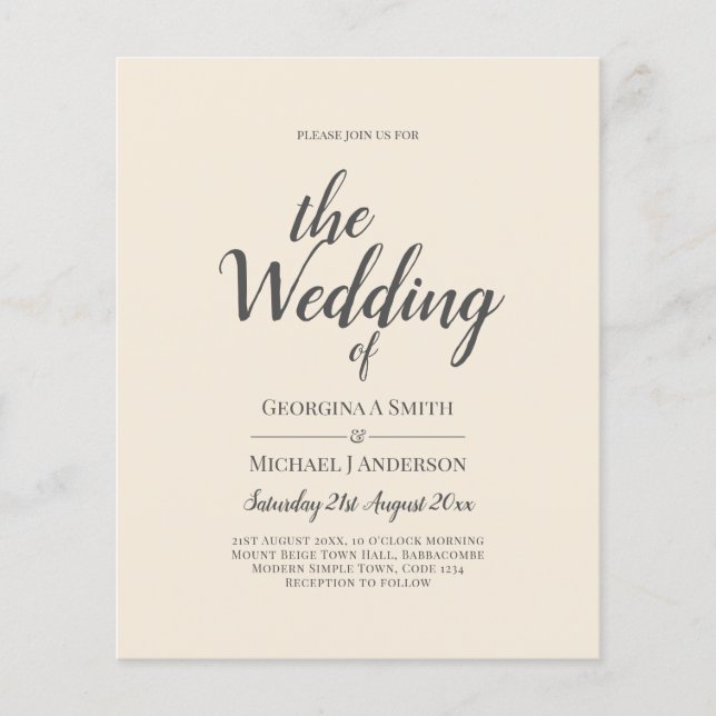 Magnolia Cream Modern Wedding Typography Flyer (Front)
