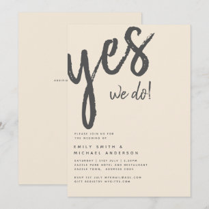 Magnolia Cream Modern Wedding Typography Invitation
