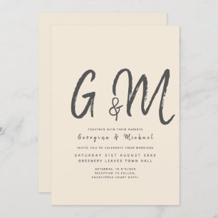 Magnolia Cream Modern Wedding Typography Invitation