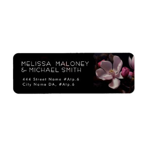 Magnolia Dark Moody Wedding Return Address Label