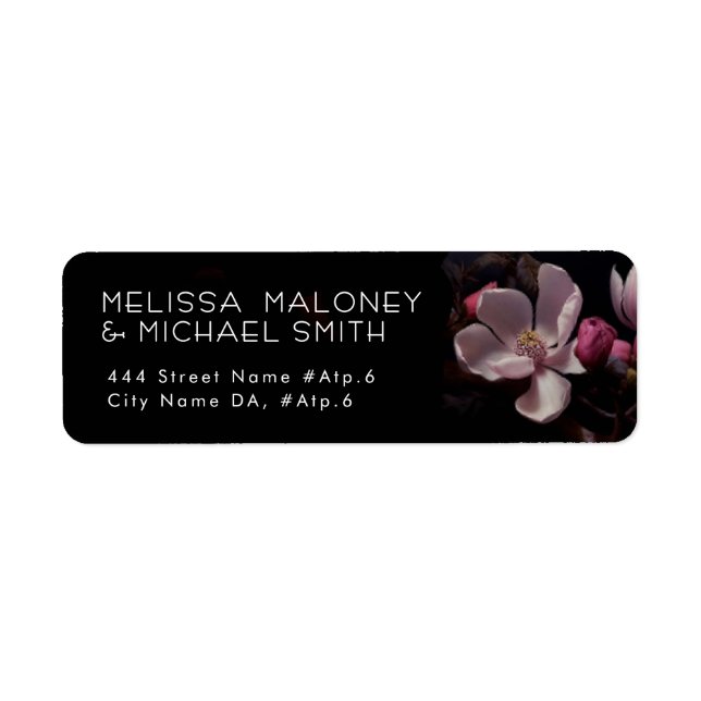 Magnolia Dark Moody |  Wedding Return Address Label (Front)