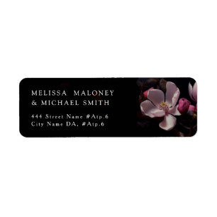 Magnolia Dark Moody Wedding Return Address Label