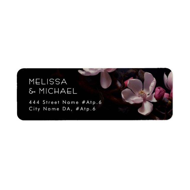 Magnolia Dark Moody |  Wedding Return Address Label (Front)