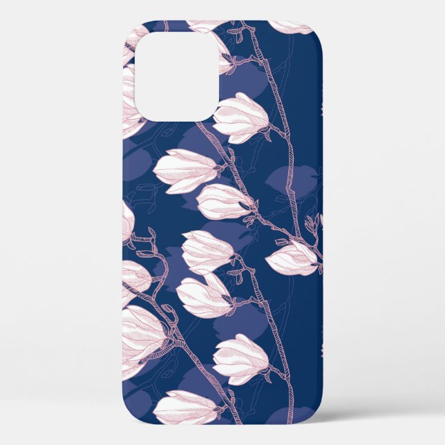 Magnolia Elegance: Navy Spring Bloom Case-Mate iPhone Case (Back)