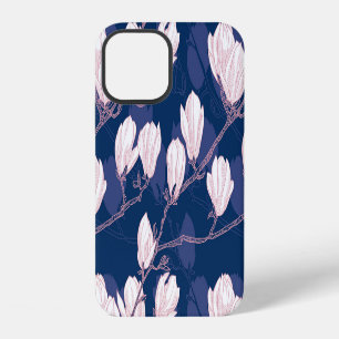 Magnolia Elegance: Navy Spring Bloom iPhone 12 Case