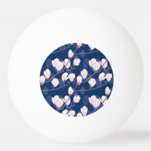 Magnolia Elegance: Navy Spring Bloom Ping Pong Ball