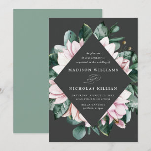Magnolia & Eucalyptus Floral Frame Wedding Invitation