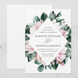 Magnolia & Eucalyptus   Floral Frame Wedding Invitation