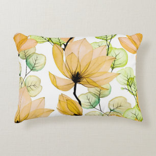 Magnolia Eucalyptus: Watercolor Seamless Print Decorative Cushion