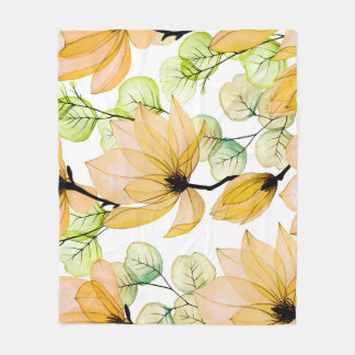 Magnolia Eucalyptus: Watercolor Seamless Print Fleece Blanket