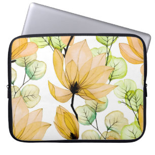 Magnolia Eucalyptus: Watercolor Seamless Print Laptop Sleeve