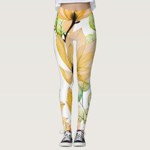 Magnolia Eucalyptus: Watercolor Seamless Print Leggings