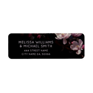 Magnolia Floral Dark Moody  Return Address Label