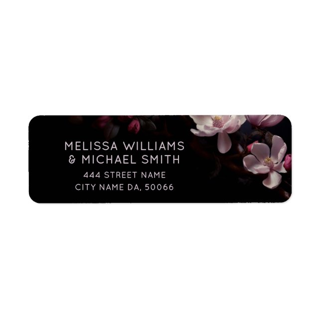 Magnolia Floral Dark Moody  Return Address Label (Front)
