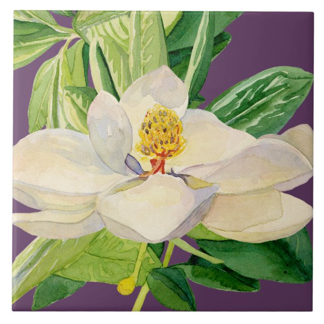 Magnolia Floral Decorative Kitchen Art Tile Design (Front)