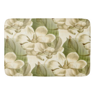magnolia floral green bath mat