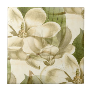 magnolia floral green ceramic tile