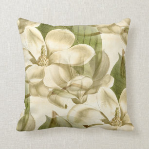 magnolia floral green cushion