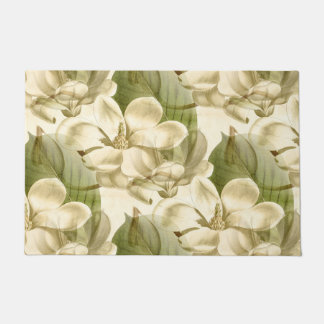 magnolia floral green doormat