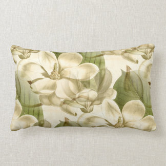 magnolia floral green lumbar cushion