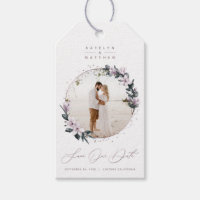 Magnolia Floral & Mauve Circle Photo Save The Date