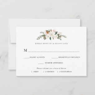 magnolia floral meal choice RSVP card
