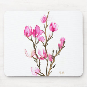 Magnolia Floral Mother Elegant Pink Vintage Chic Mouse Pad