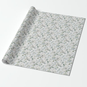 Magnolia Floral Pattern in Soft Grey Wrapping Paper