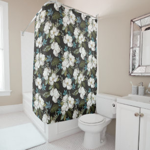 Magnolia Floral Pattern Shower Curtain