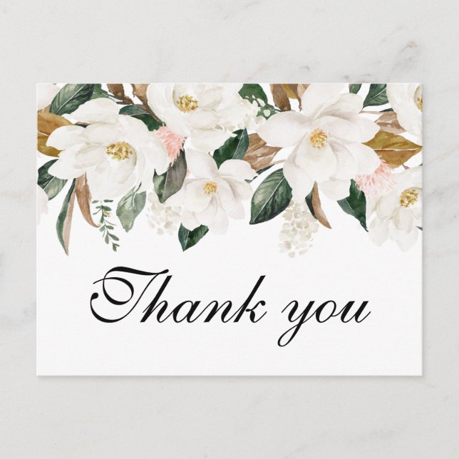 MAGNOLIA FLORAL | Thank you wedding card (Front)