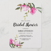 Magnolia Floral Watercolor Engagement Invitation