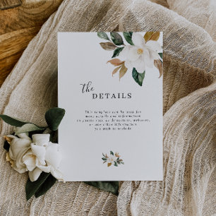 Magnolia floral wedding details card