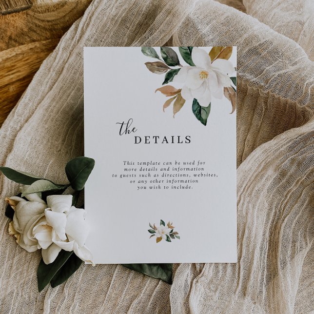Magnolia floral wedding details card (Creator Uploaded)