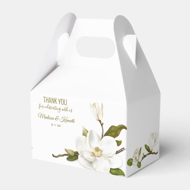 Magnolia Floral Wedding Favour Box (Front Side)
