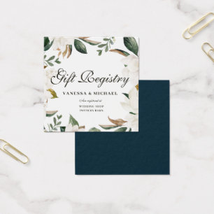 Magnolia floral wedding gift registry card