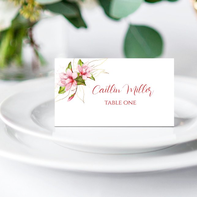 Magnolia Floral Wedding Place Card (Creator Uploaded)