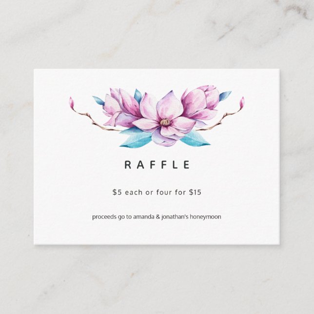 Magnolia Floral Wedding Raffle Enclosure Card (Front)