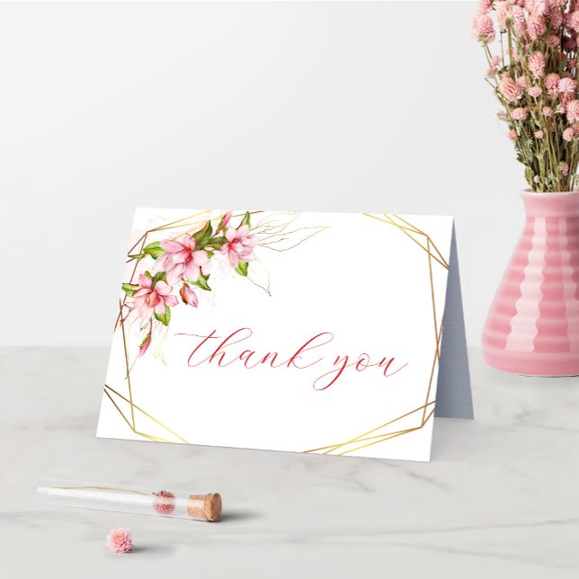 Magnolia Floral Wedding Thank You Card (Creator Uploaded)