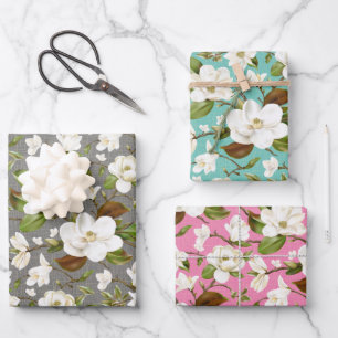 Magnolia Floral Wedding Wrapping Paper Sheet