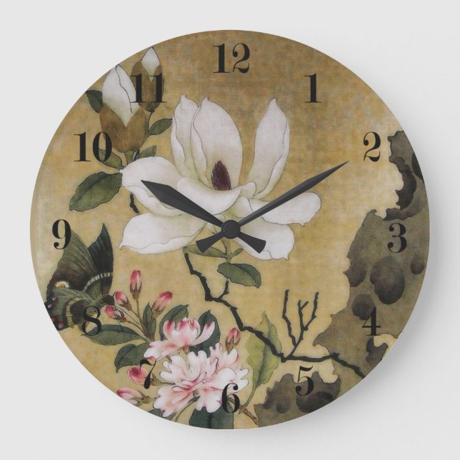 Magnolia Flower and Butterfly Ming Dynasty Large Clock (Front)