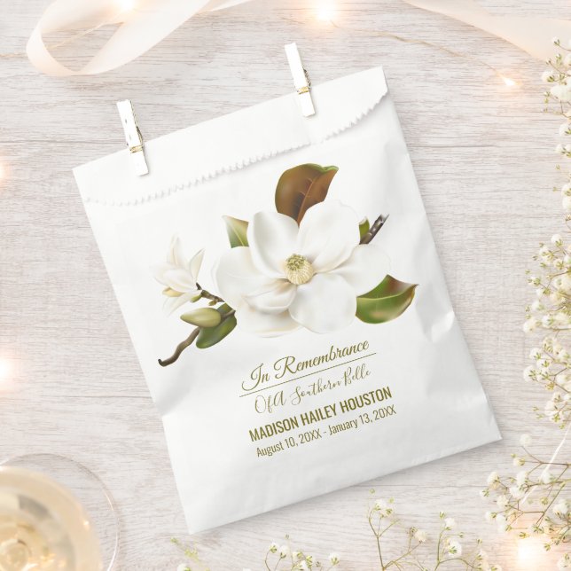 Magnolia Flower Funeral Memorial Favour Bag (Clipped)