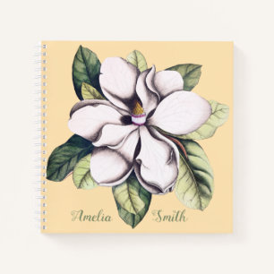 Magnolia Flower Monogram Name Notebook